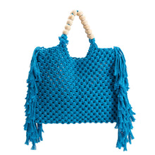Fringed Crocheted Tote - Blue