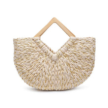 Wooden Handle Straw Tote - Ivory