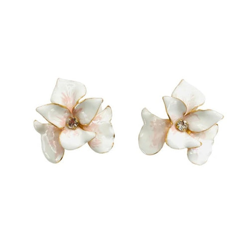 Handpainted Orchid Stud - White
