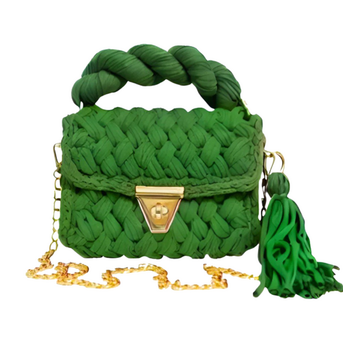 Crocheted Top Handle - Green