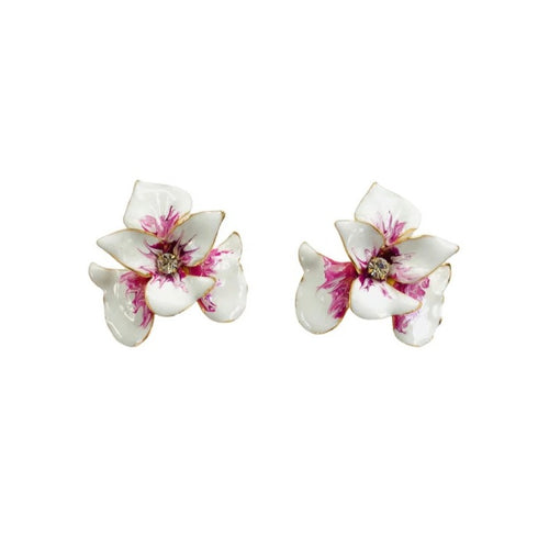 Handpainted Orchid Stud - Tropical