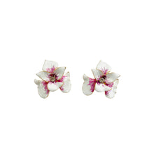 Handpainted Orchid Stud - White