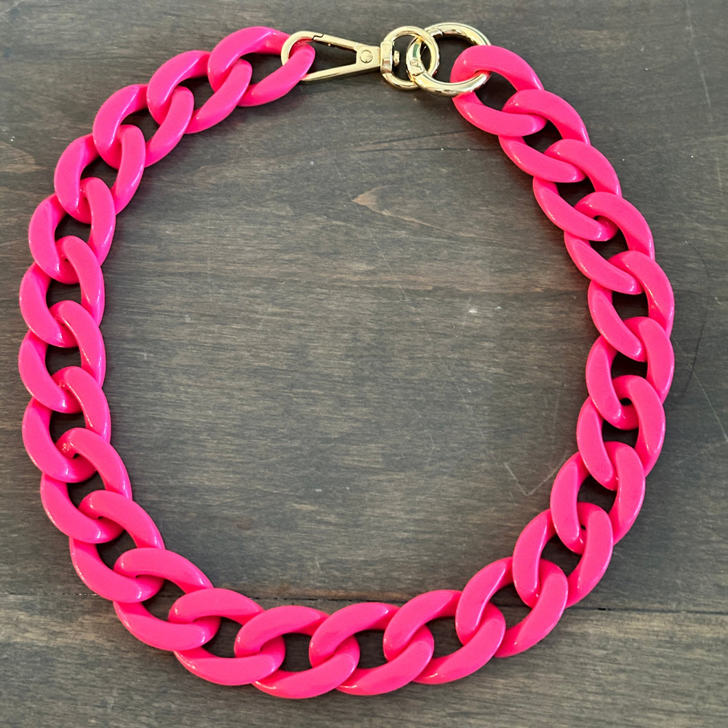 Lucite Chain Collar - Hot Pink