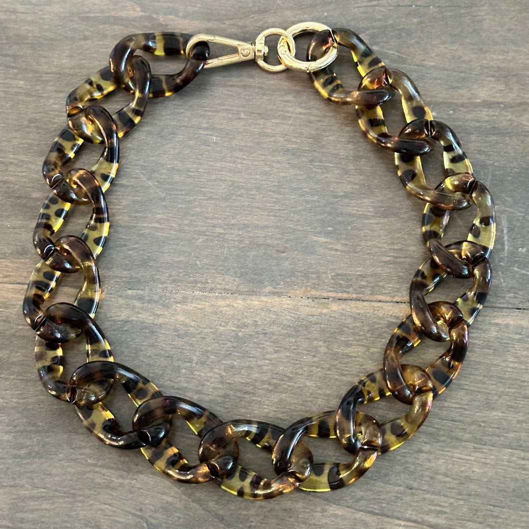 Lucite Chain Collar - Tortoise