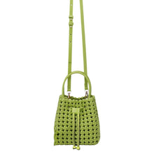 Woven Drawstring Bucket Bag - Lime