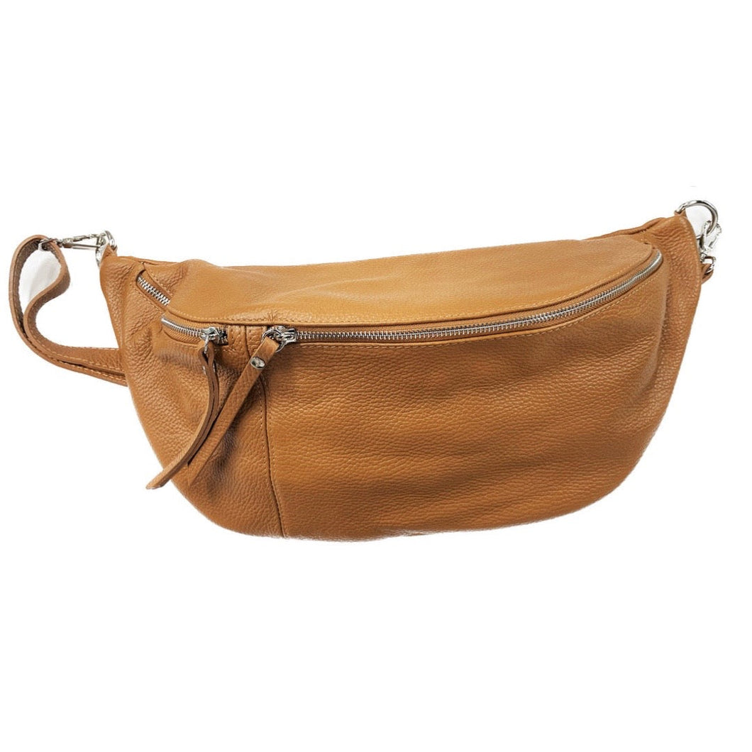 Double Pocket Leather Sling - Tan