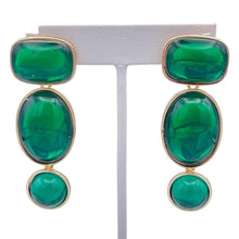 Green Crystal Statement Earrings - Cabochon