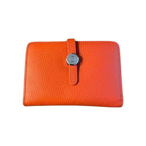 Leather Mini Wallet - Orange
