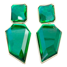 Green Crystal Statement Earrings - Cabochon