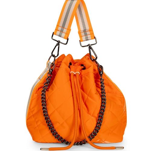 Puffer Convertible Bucket Bag - Orange