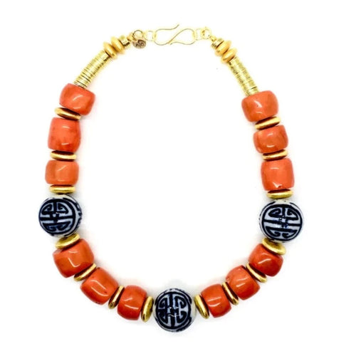 Beaded Necklace - Marvelous Mahjong (Coral)