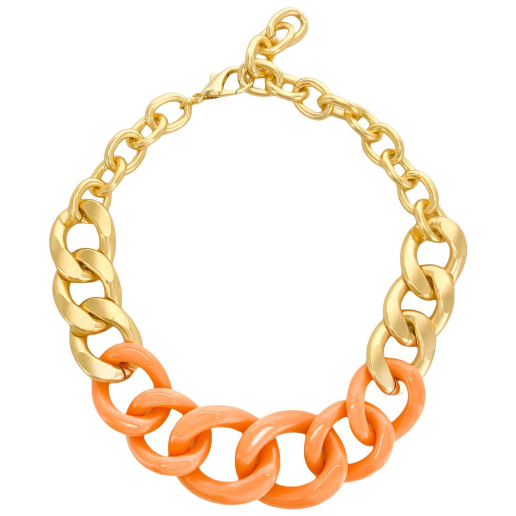 Lucite Link Statement Necklace - Apricot