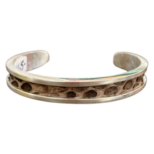 Leather Inlay Cuff - Small Silver