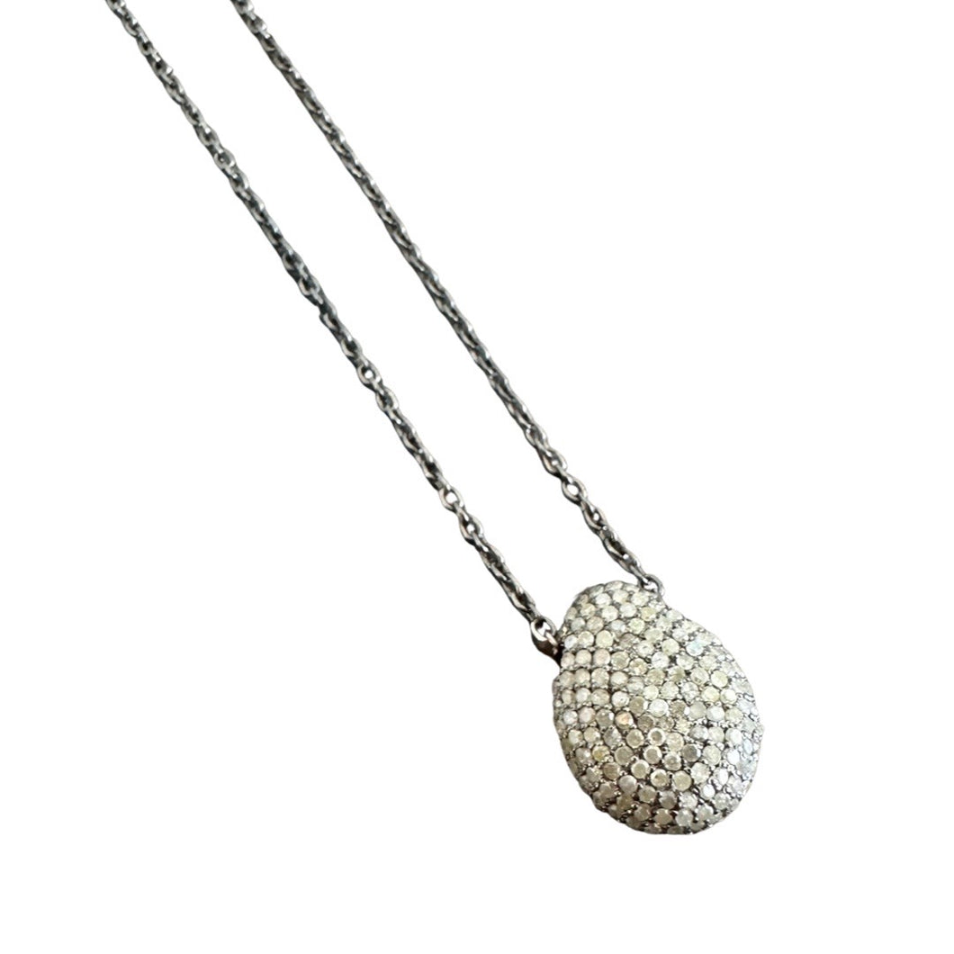 Pave Pear Necklace - Medium Rhodium