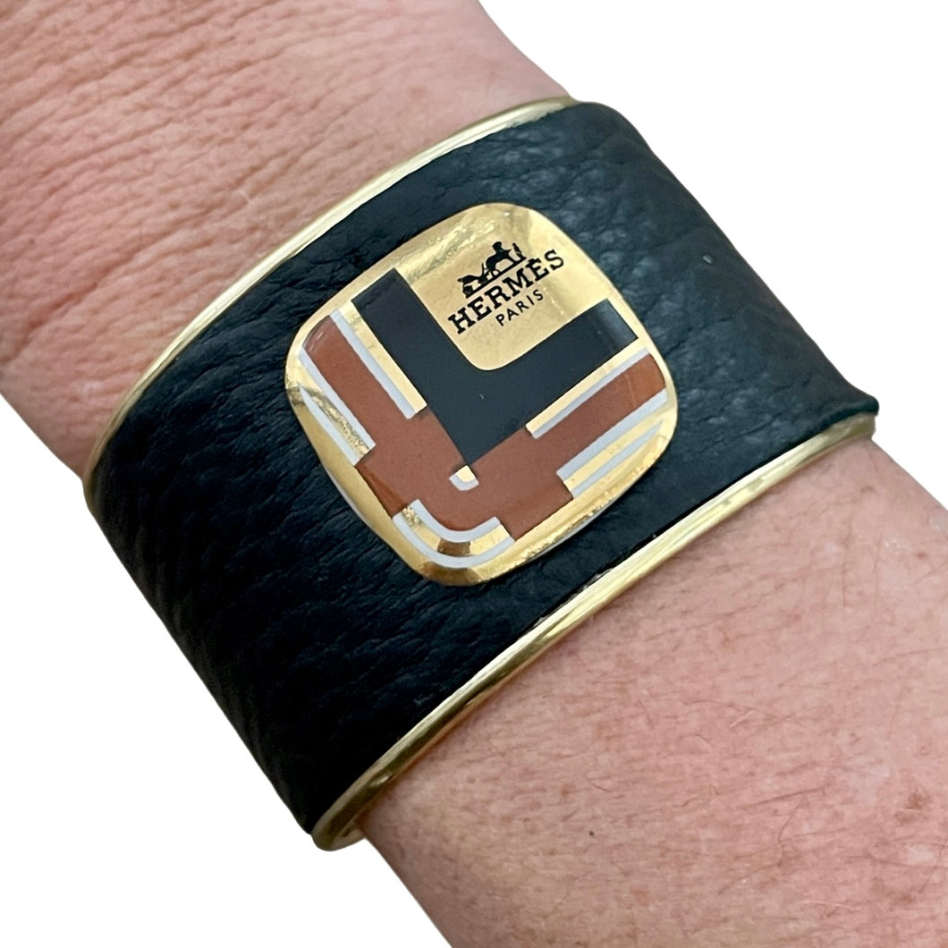 Repurposed Hermes Leather Cuff